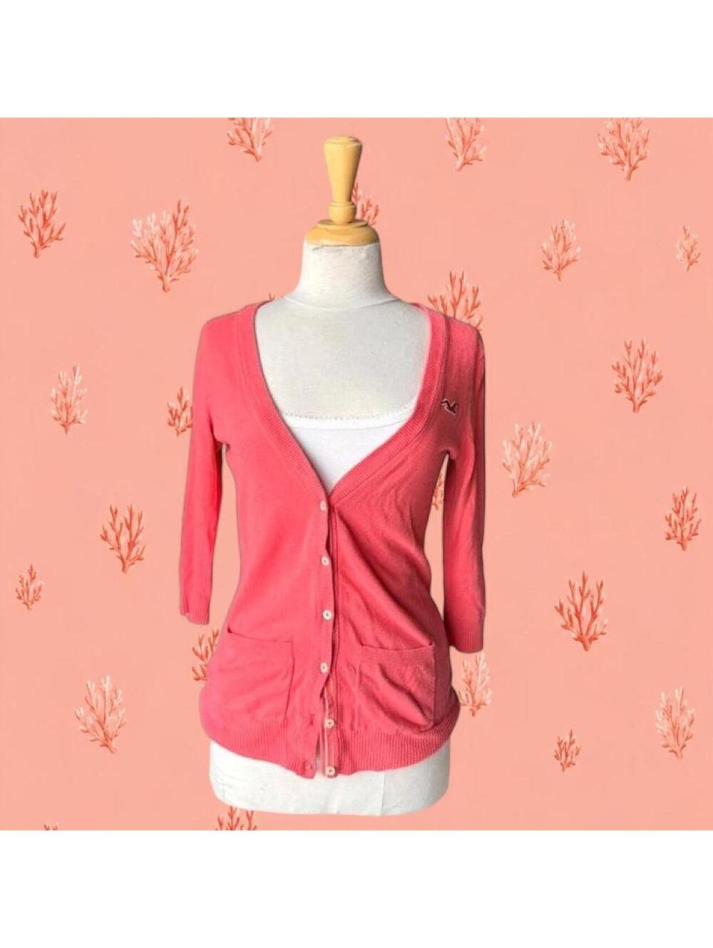 Hollister coral cardigan